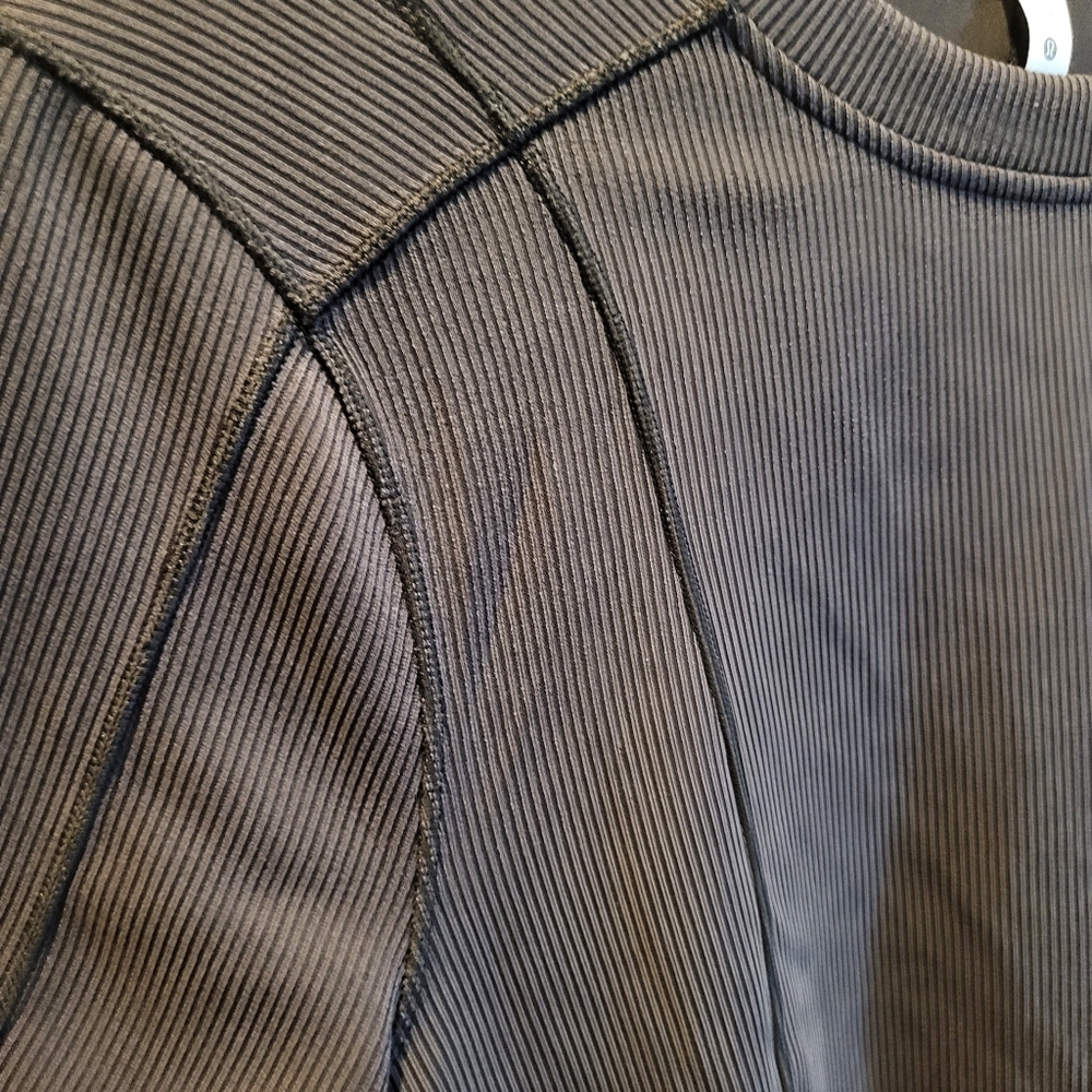 Lululemon Ribbed Softstreme T-Shirt Dress Black Short Sleeve Pockets Size 10 - Picture 4 of 9